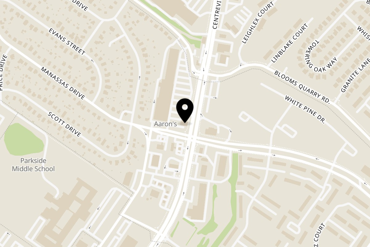 Map showing the location of Guapo's GO, Taquería & Charcoal Chicken Manassas Park on 8498 Centreville Rd in Manassas Park